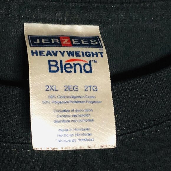 Jerzees T-shirt black short sleeve flag blood happens Cotton Graphic 2XL READ - Picture 6 of 7